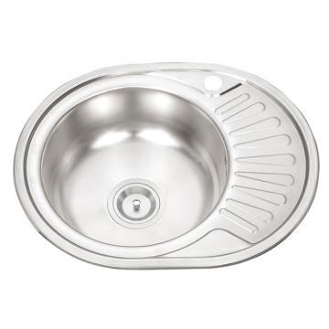 DS 5745 Single Bowl Round Waschbecken mit Abflussbrett