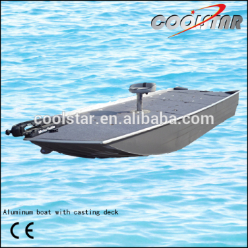 Fishing aluminum bass boat with casting deck