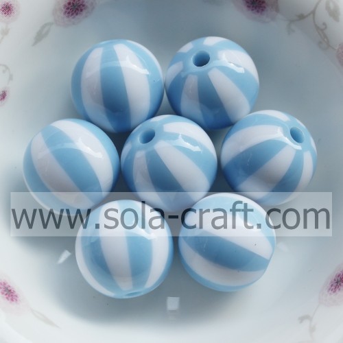 Sky Blue &amp; White Striped 20MM 500Pcs Shop High Quality ριγέ πολυστερίνη σιλικόνης διακοσμητικές κουρτίνες χαλαρές χάντρες για ρούχα