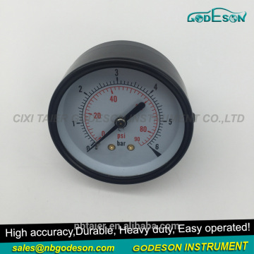 Axial bourdon type tube pressure gauge