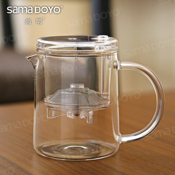 2014 Samadoyo Glass Tea Pots/Teacups with Filter and Press Button for Making Tea