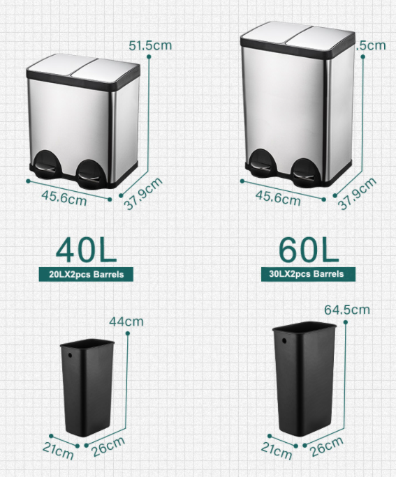 Les poubelles de tri gauche et droite peuvent