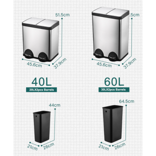 Les poubelles de tri gauche et droite peuvent