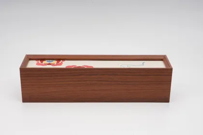 Embroidered Rhododendron And Cloud Wooden Tea Box