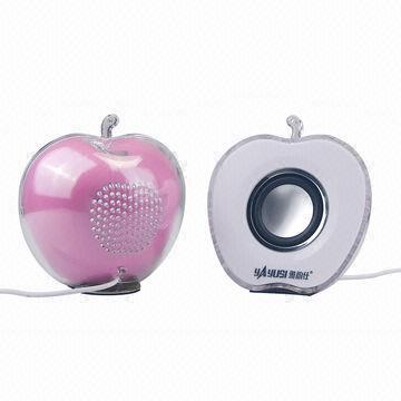 Apple Shape, mini Computer 3D Speaker with Light, USB Powered
