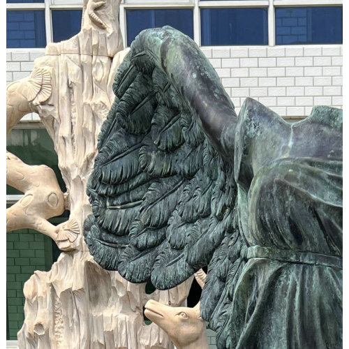 Bronze Winged Victory Statue with Historic Green Finish