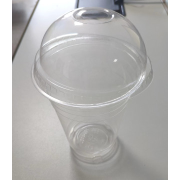10-20 oz copa fría de PLA transparente con tapa de domo