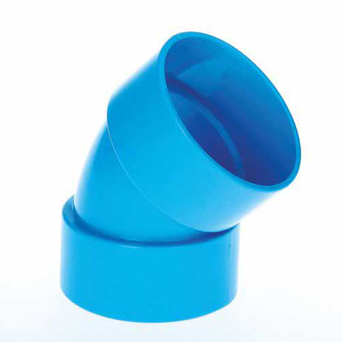 UPVC JIS K-6739 Drainage Elbow 45 ° Warna Biru