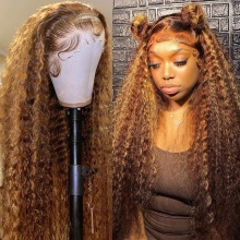 WIG HAHE HATH HD LACE WIG 13X6 Curly Wigs S Women Wigs For For Deep Water Wave Бразилиялык блондинка