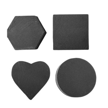 Square Heart Black Slate Drink Coaster