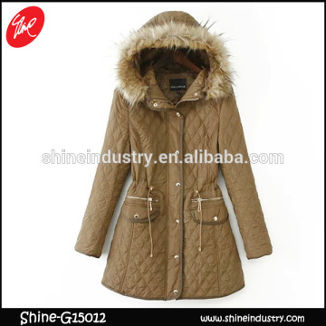 Hot waist fur hoods brown women coat
