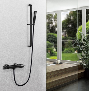Set da bagno in ottone nero in ottone nero di lusso con doccia quadrata con doccia quadrata