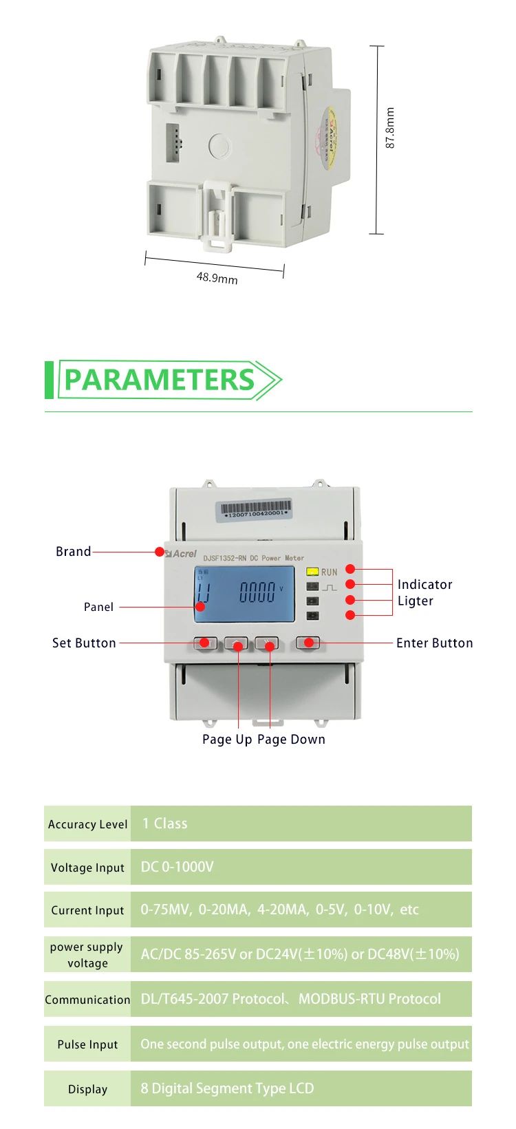 solar panel dc kwh meter