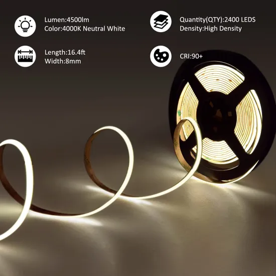 IP20 High Density RGB COB LED Flexible Strip Light 14W/m