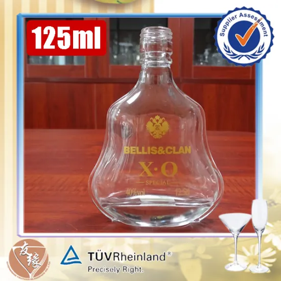 XO packaging gold decal surface handling 125ml food safe bottles glass