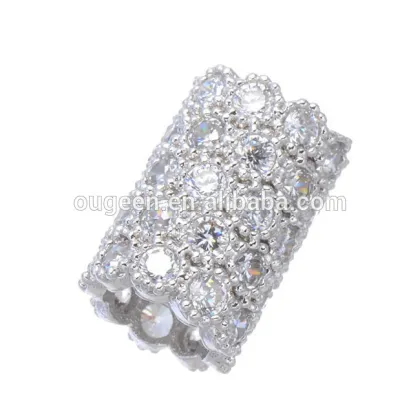 hot sale platinum colour diamond cz micro pave bead brass metal loose beads for snake bracelet