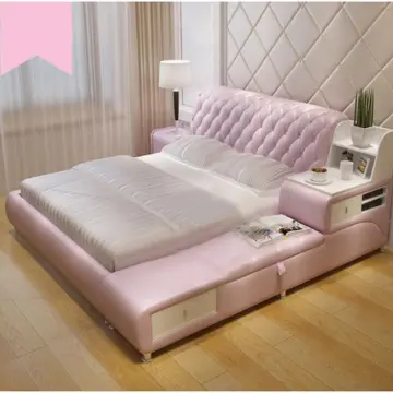 Modern Leather Tatami Double Bed with Storage