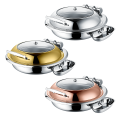 Stainless Steel Round Roll Chafing Dish w/Glass Window Lid