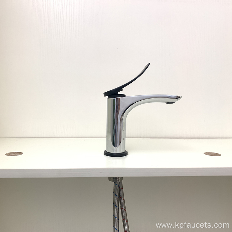 Black Handle Chrome Body Bathroom Basin Faucet