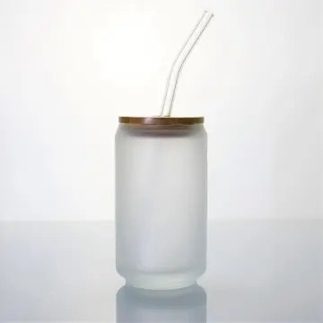 Sublimation Frosted Beer Can Glass With Bamboo Lid