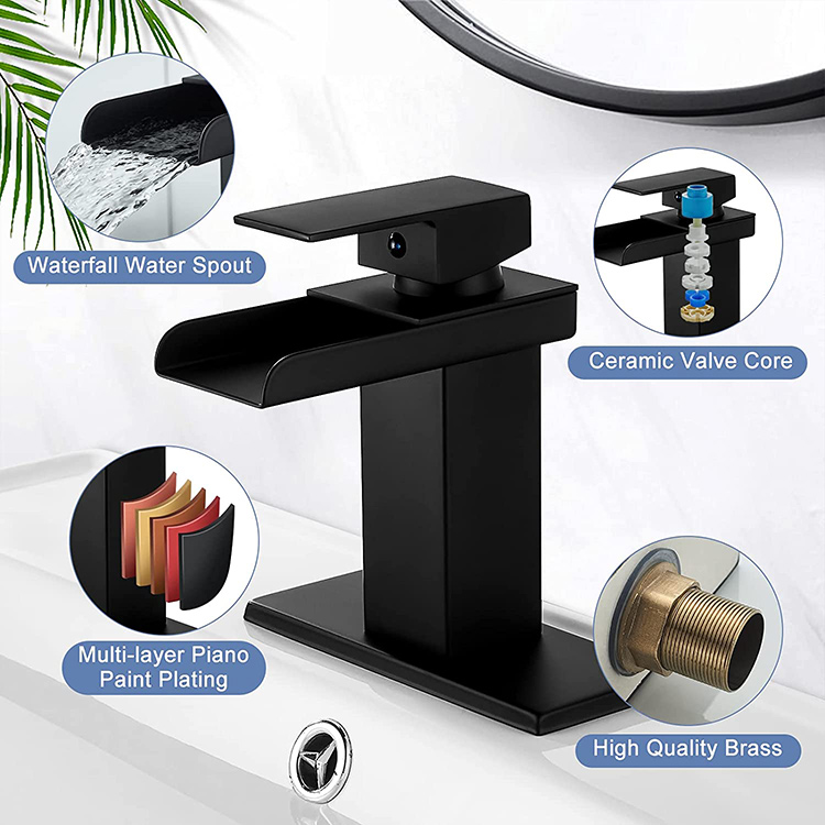 Matte Black Waterfall Bathroom Faucet