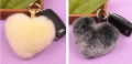 Bont tas echt Rex konijn Heart Shape Fur Ball sleutelhanger