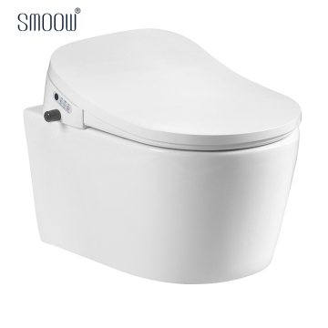 Sanitary Ware Ceramic Square Rimless Intelligent Wall Hung Smart Toilet Chinese One Piece Smart Cover Seat Wall Mounted Modern