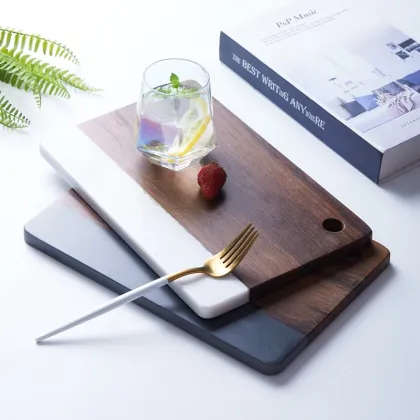 Modern Simple Natural Chicken Wing Wood Splicing Marble Plate