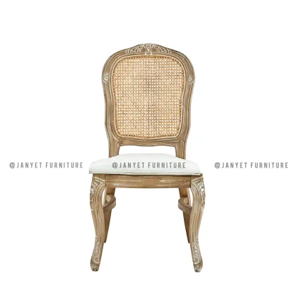 Rustic Natural French Banquet Wood Chair Louis XV