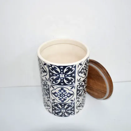 Nordic Ceramic Cookie Jar with Bamboo Lid