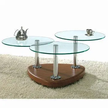 Extension Glass Coffee Table in Chrome-plated Frame and MDF Base