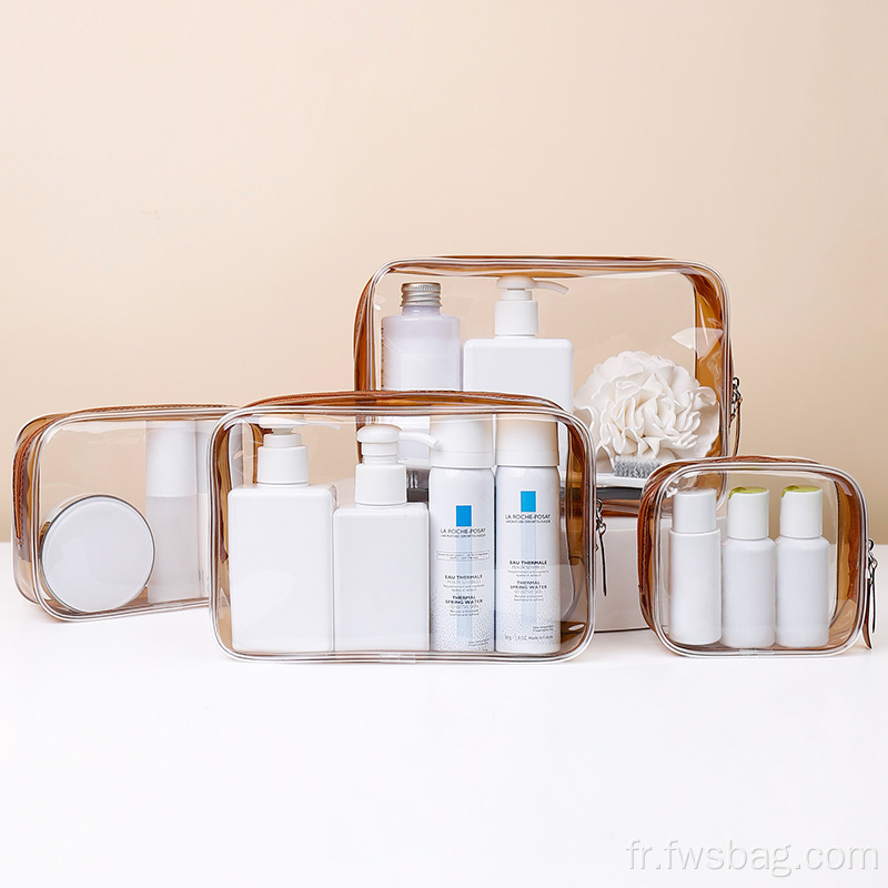 Sac de rangement de voyage en PVC imperméable Organisez les sacs de maquillage transparent portables