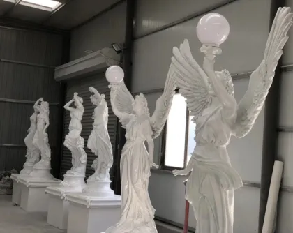 Fast delivery large white fiberglass angel light for decoration