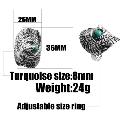 Women's Fashion Silver Zircon Synthetic Turquoise Ring