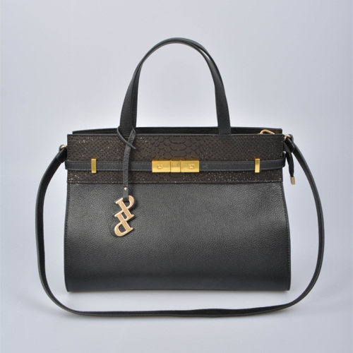 Elegant largeTote Bag with Crocodile Leather trimming