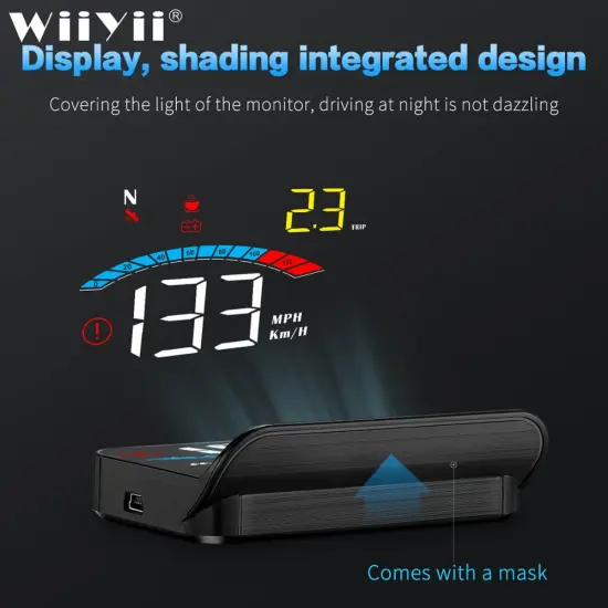 WiiYii Newest M16 Windshield HUD Projector with Navigation Car Head Up Display OBD2 HUD GPS Speedometer Water & Oil temp RPM