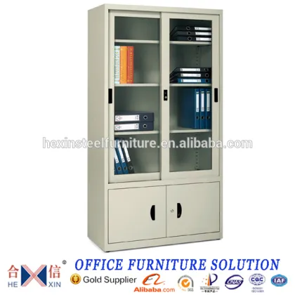 Chinese Factory Knocked-down Steel Sliding Glass Door Bookcase