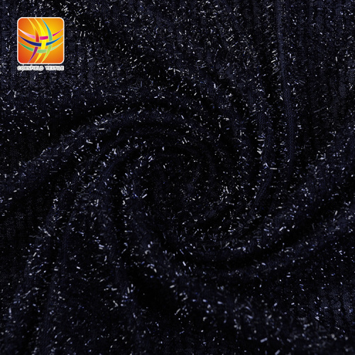 Metal Textured Plush Polyester Fabric For Clothing