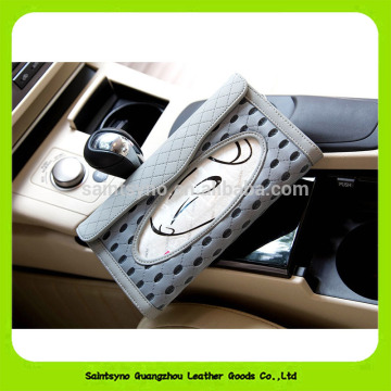 PU wholesale Leather woven durable car tissue box holder for sale