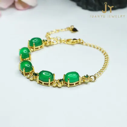 Gold Plated Butterflies Agate and Chalcedony Bracelet Jewelry