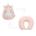 Pink unicorn U-shaped pillow and throw pillow