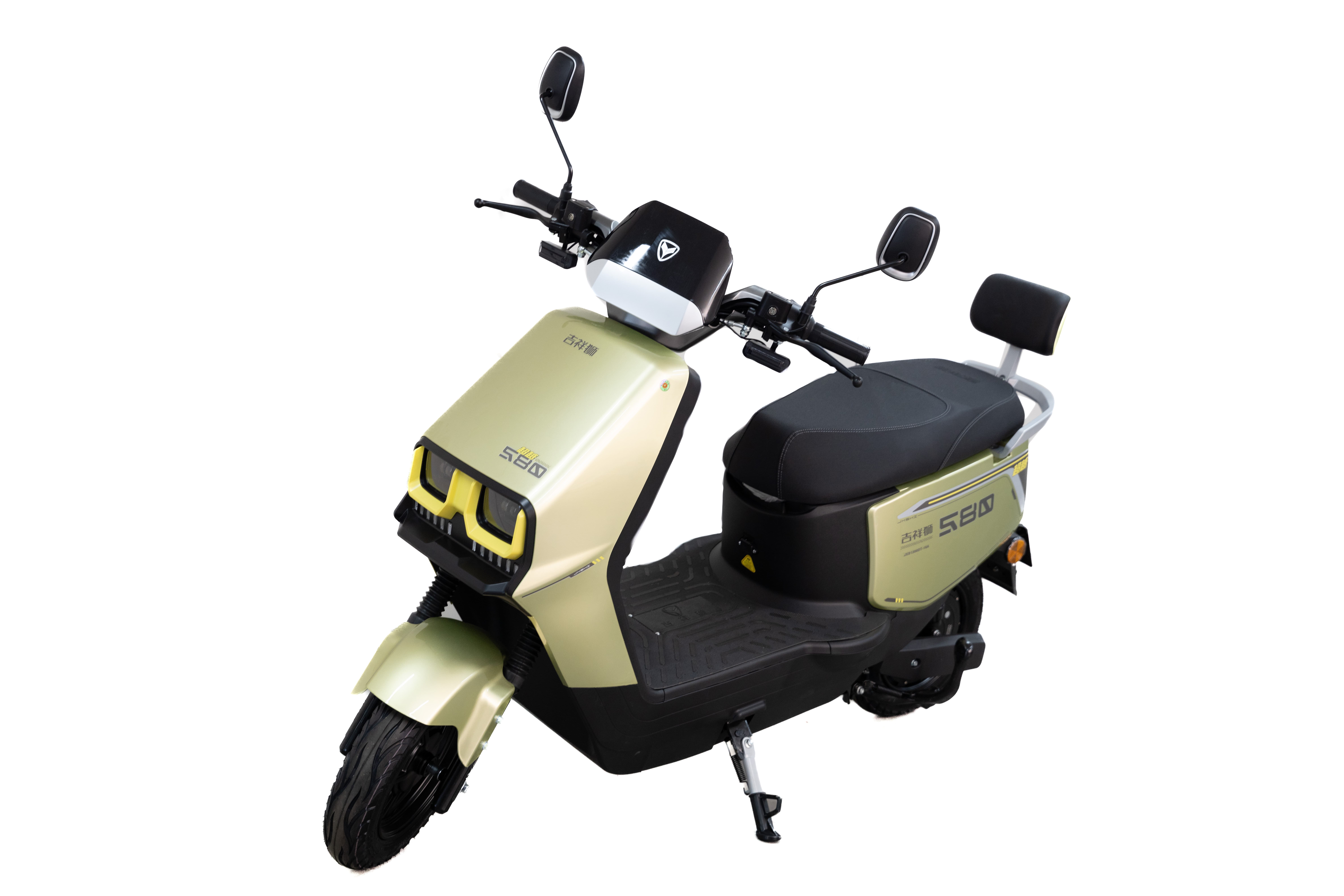 Fashionable Electric Motorcycle in Greenish-Yellow Tones