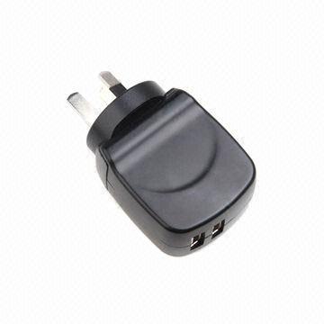 PAD Chargers with 2 USB and Exchangeable Australia Plugs, 5V Output Voltage,Curent 3A Max.