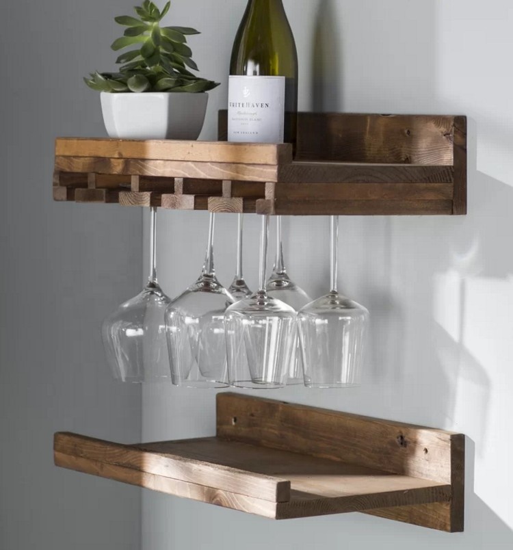 Wall Mounted Solid Wood Wine Rack 1