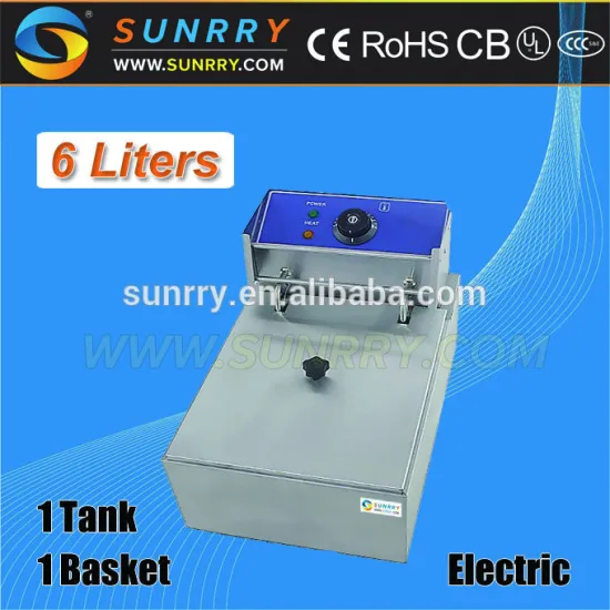 Counter Top Deep Fryer Oil Filter Machine 1 Tank 1 Basket 6L CE Approved Food Processing Equipment (SY-TF16A SUNRRY)