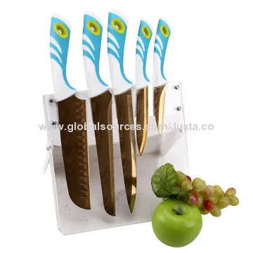 5pcs knife with folding acrylic holder