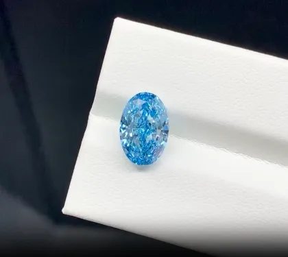 Oval Blue Lab Diamond 3.03ct VS1 Ring