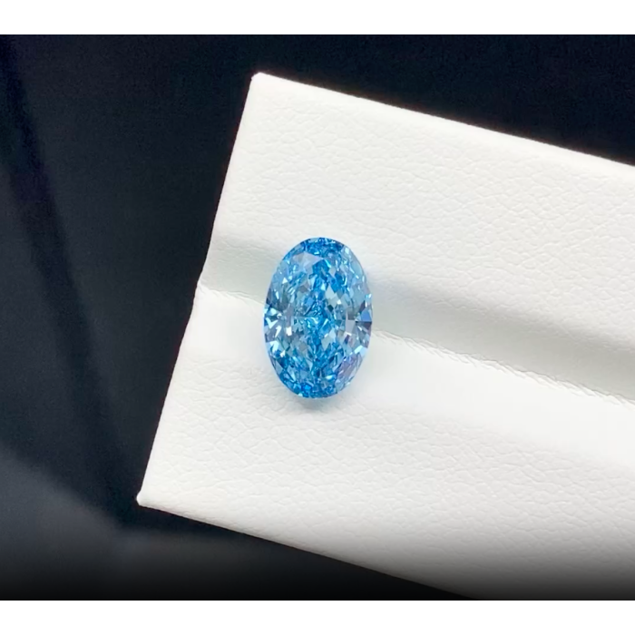 Oval Blue Lab Diamond 3.03CT VS1 RING