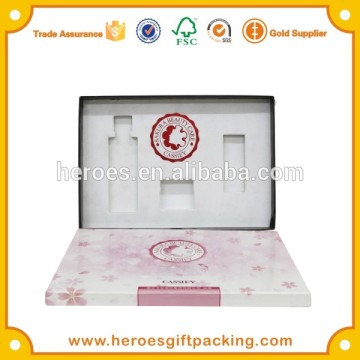 Trade Assurance Customized EVA Insert Paper Box Pink Color Cosmetic Set Paper Box With White EVA Holder Insert