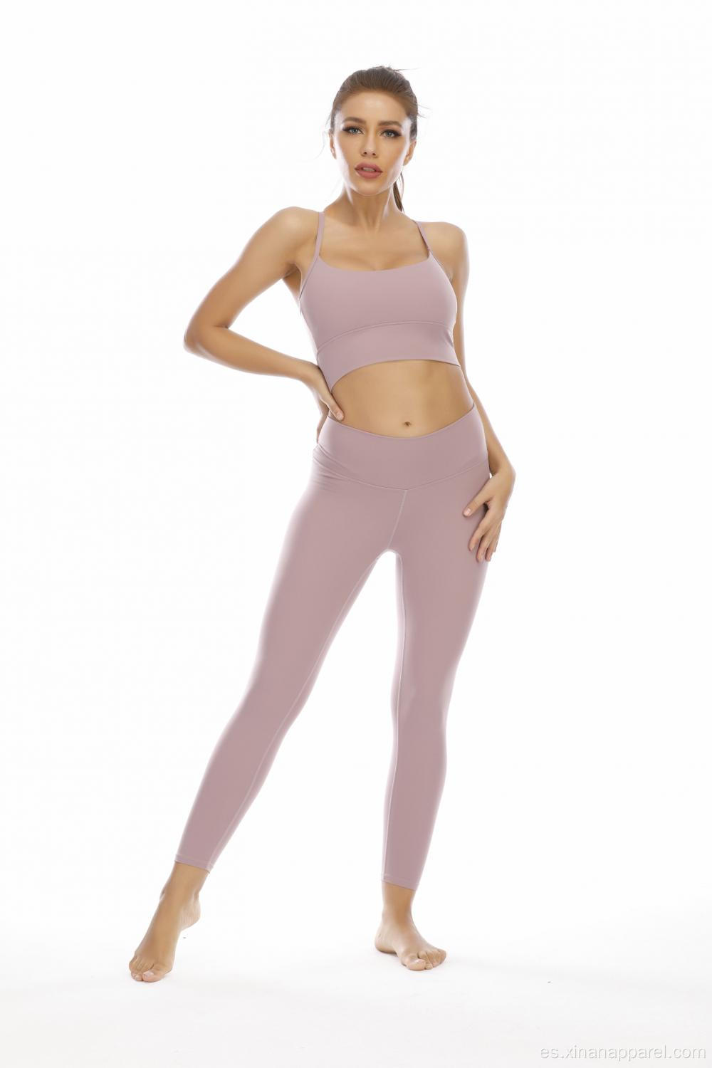 Traje de yoga Traje de dos piezas de entrenamiento para mujer